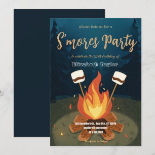 S'mores Birthday Party Invitation – Cozy Campfire 