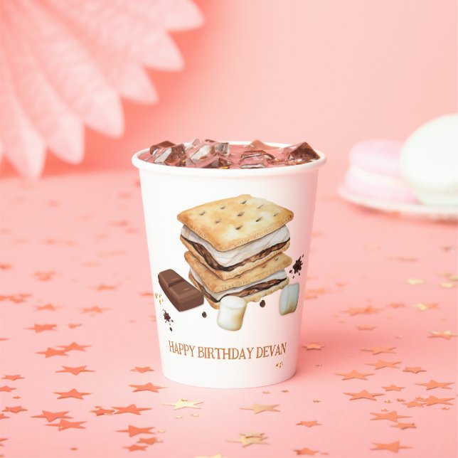 S'mores Birthday Party Paper Cups (Insitu)