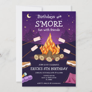 S'mores Birthday Party S'mores Camping Birthday Invitation