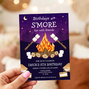 S'mores Birthday Party S'mores Camping Birthday Invitation