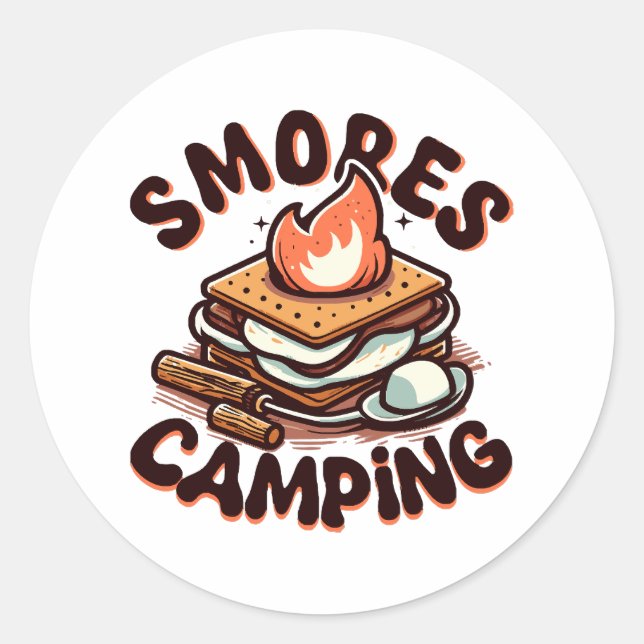 smores camp classic round sticker (Front)
