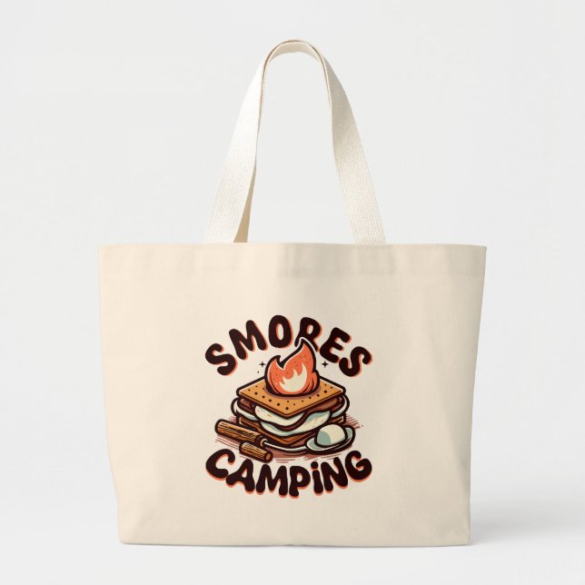 smores camp large tote bag (Front)