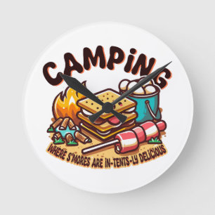 smores camp round clock