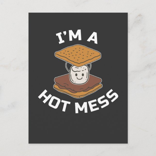 Smores Camper Funny Campfire Hot Mess Camping Food Postcard (Front)
