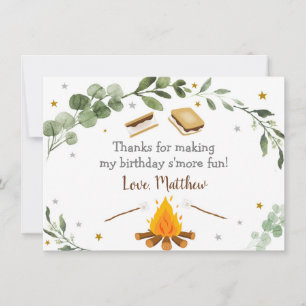 S'mores Campfire Greenery Birthday Thank You Card
