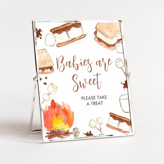 S'mores Camping Baby Shower Babies are Sweet Poster (Smore Fun Baby Shower Babies are Sweet Sign)