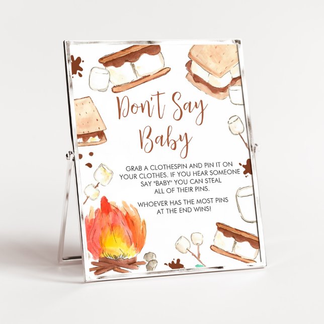 S'mores Camping Baby Shower Don't Say Baby Poster (Smore Fun Baby Shower Don't Say Baby Sign)