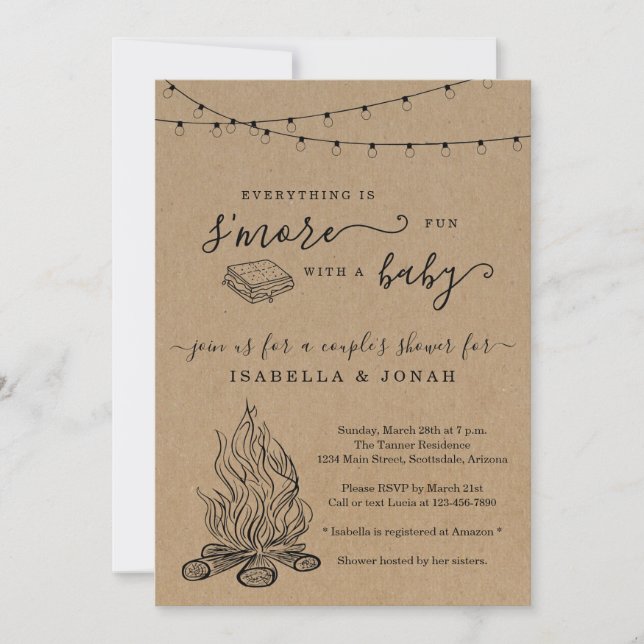 S'mores Couple's Baby Shower Invitation (Front)