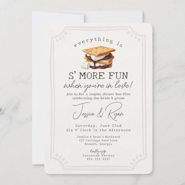 S'mores Fall Bonfire Outdoor Couples Shower Invitation (Front)