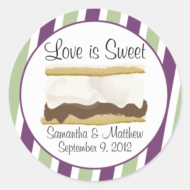 Smores Favour - Love Is Sweet Classic Round Sticker (Front)