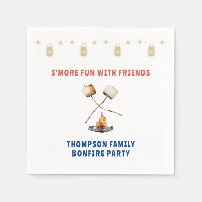 S'mores Fun Bonfire Backyard Cookout Friendsgiving Napkin (Front)