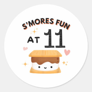 Smores Fun Camping Birthday 11 Years Old Camper 11 Classic Round Sticker