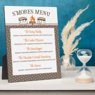 S'Mores gender reveal baby shower bonfire menu Plaque