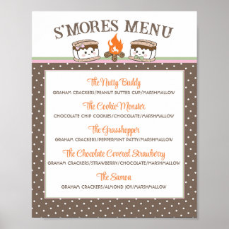 S'Mores gender reveal baby shower bonfire menu Poster