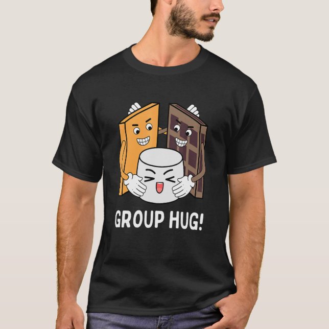 S'mores Group Hug Camping Chocolate Marshmallows T-Shirt (Front)