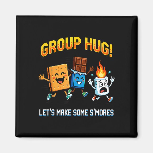 Smores group hug funny gamer marshmallow lover magnet (Front)
