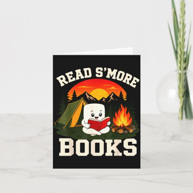 S'mores marshmallow reading campfire  card (Front)