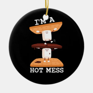 Smores Marshmallows Funny Campfire I'm A Hot Mess  Ceramic Tree Decoration