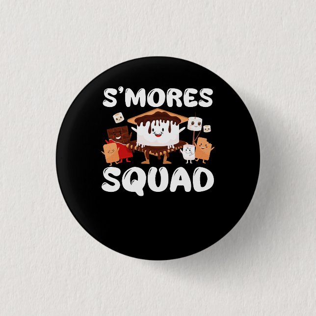 S'mores Marshmallows Funny Smores Squad Camping Ca 3 Cm Round Badge (Front)