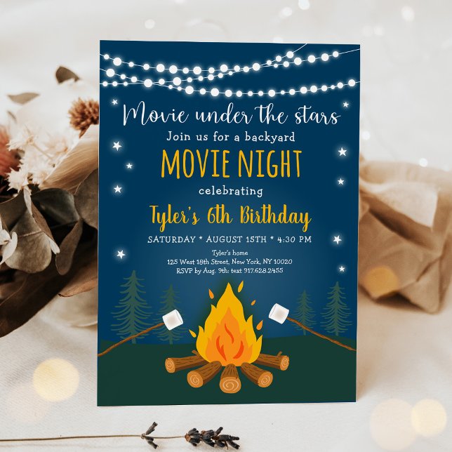 S'mores Movie Night Under The Stars Birthday Invitation (Creator Uploaded)