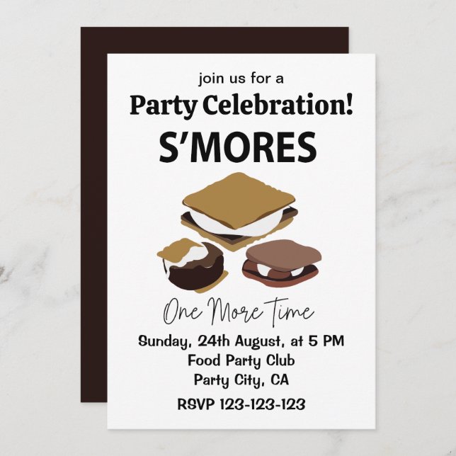 Smores S'mores Dessert One More Time Smore Invitation (Front/Back)