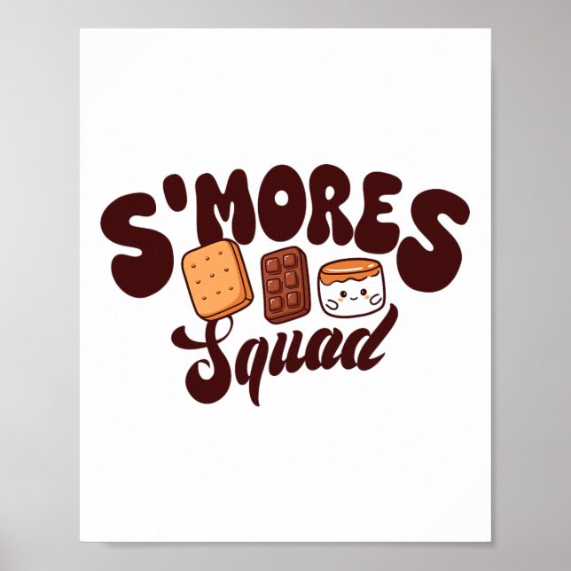 S'mores Squad Camping Campfire Chocolate Marshmall Poster (Front)