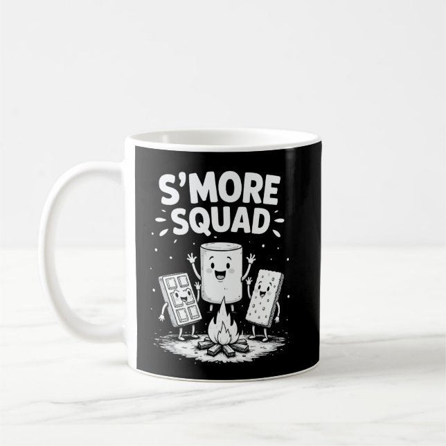 S'mores Squad Camping Campfire Cute Marshmallow Coffee Mug (Left)