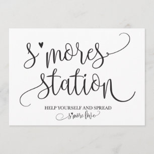 S'mores Station Favour Party Signage Invitation