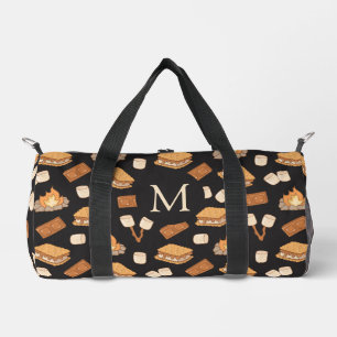 S'mores Vintage Camping Bonfire Monogram Camp Duffle Bag