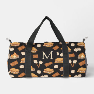 S'mores Vintage Camping Bonfire Monogram Camp Duffle Bag
