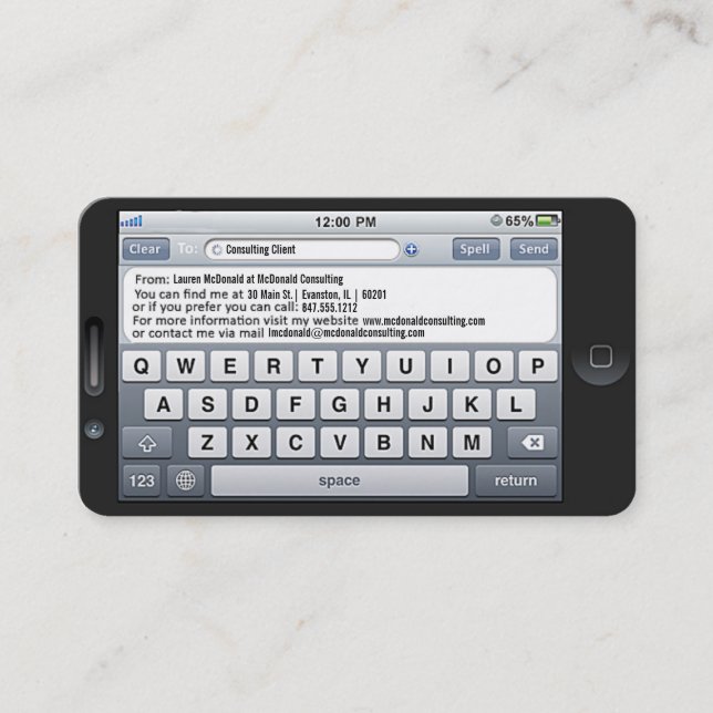 sms iphone template business card (Front)