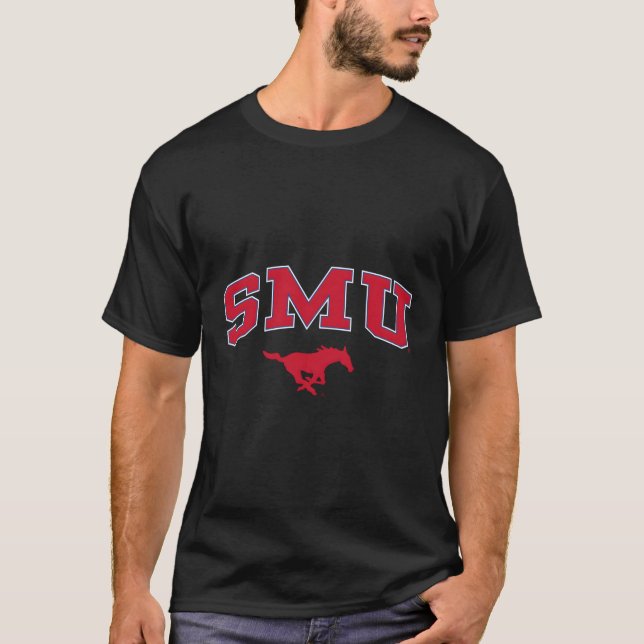 Smu Mustangs Arch Over Dark Heather T-Shirt (Front)