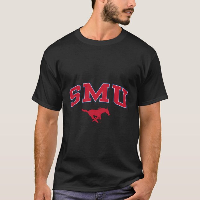 Smu Mustangs Arch Over Heather Grey T-Shirt (Front)