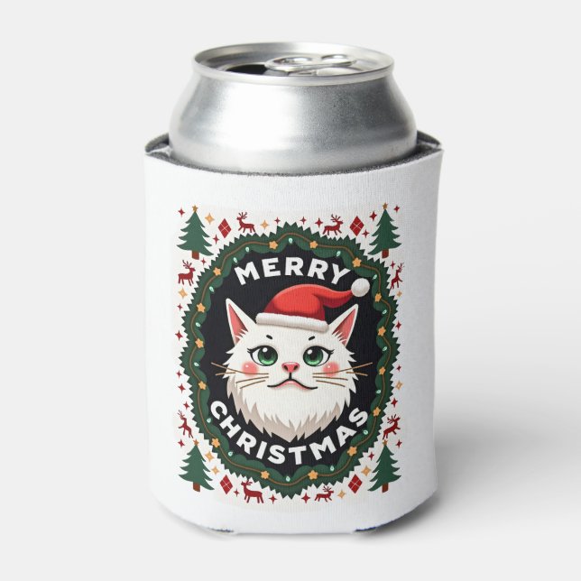Smudge Cat Ugly Christmas Sweater  (1) Can Cooler (Can Front)