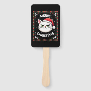 Smudge Cat Ugly Christmas Sweater (1) Hand Fan