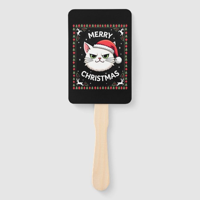 Smudge Cat Ugly Christmas Sweater  (1) Hand Fan (Front)