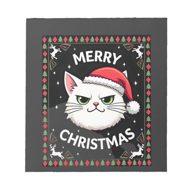 Smudge Cat Ugly Christmas Sweater  (1) Notepad (Front)