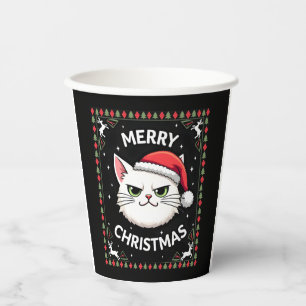 Smudge Cat Ugly Christmas Sweater  (1) Paper Cups
