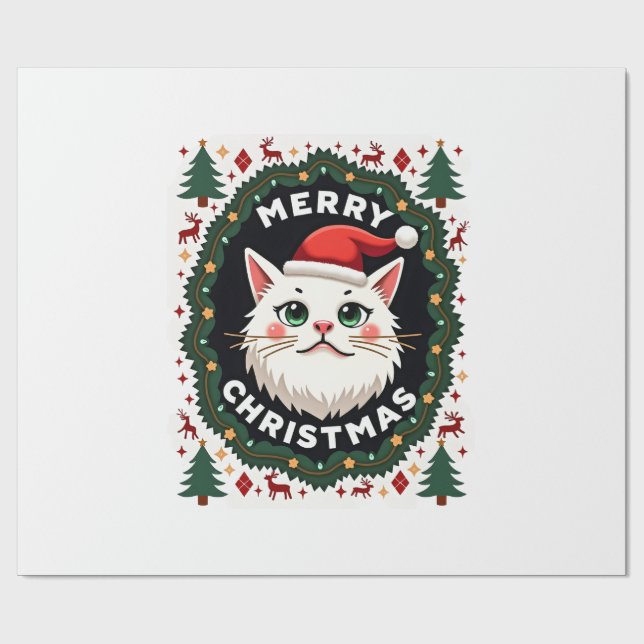 Smudge Cat Ugly Christmas Sweater  (1) Wrapping Paper (Flat)
