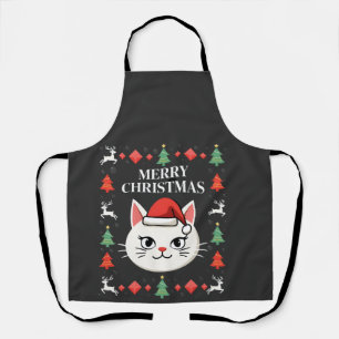 Smudge Cat Ugly Christmas Sweater (2) Apron