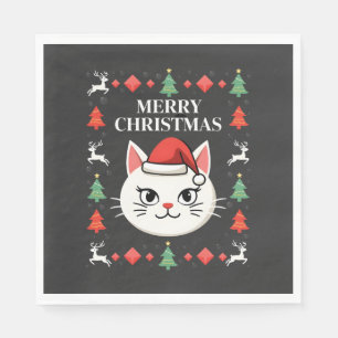 Smudge Cat Ugly Christmas Sweater (2) Napkin