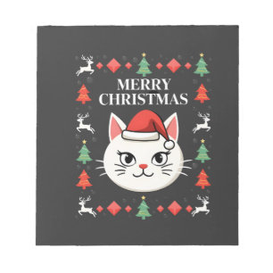Smudge Cat Ugly Christmas Sweater (2) Notepad