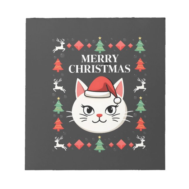Smudge Cat Ugly Christmas Sweater  (2) Notepad (Front)