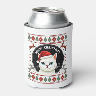 Smudge Cat Ugly Christmas Sweater (3) Can Cooler