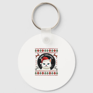 Smudge Cat Ugly Christmas Sweater (3) Key Ring