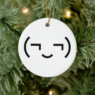 Smug Emoticon (¬‿¬) Japanese Kaomoji Ceramic Tree Decoration