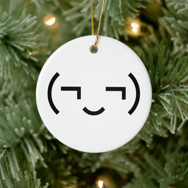 Smug Emoticon (¬‿¬) Japanese Kaomoji Ceramic Tree Decoration (Tree)