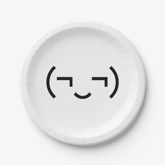 Smug Emoticon (¬‿¬) Japanese Kaomoji Paper Plate (Front)