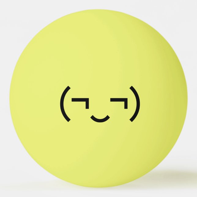 Smug Emoticon (¬‿¬) Japanese Kaomoji Ping Pong Ball (Front)