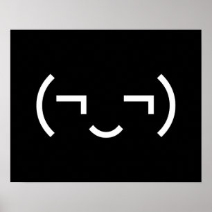 Smug Emoticon (¬‿¬) Japanese Kaomoji Poster